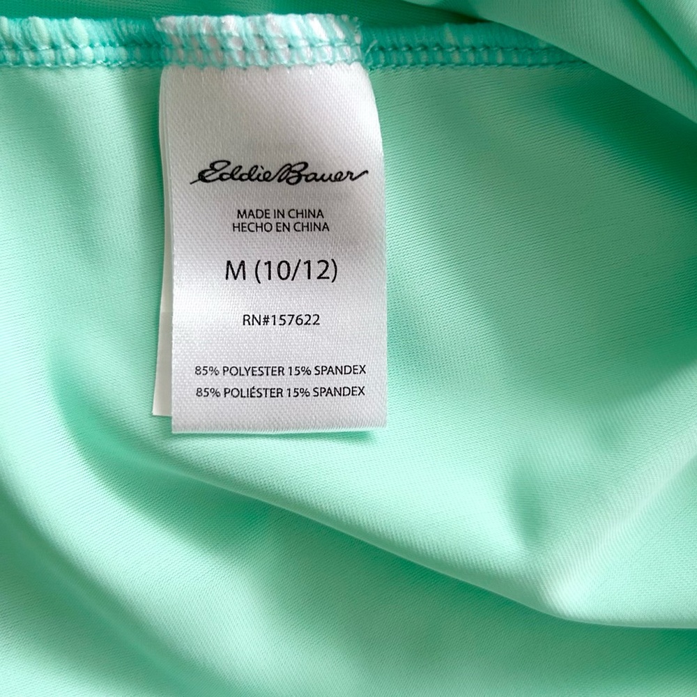 Eddie Bauer Kids Swim Rashguard SS Top Back Neck 1/4 Zip Colorblock Sz Med 10/12 - Picture 8 of 9